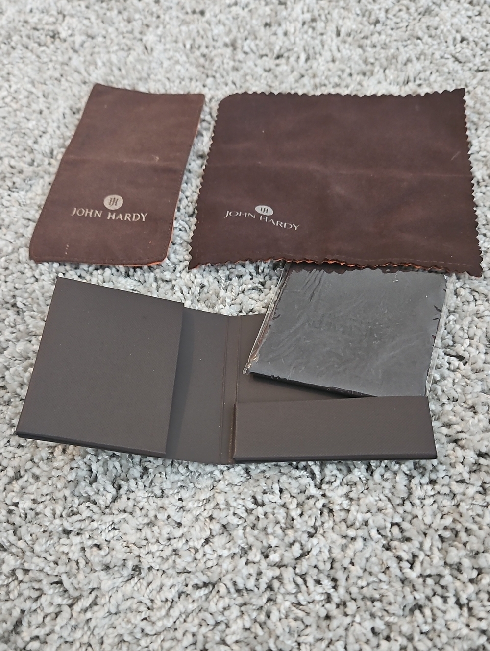 John Hardy Dark Brown Cleaning Cloths 2 Used 1 New